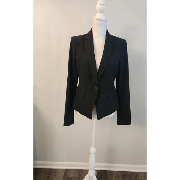 Ann Taylor | Black One-Button Tailored Blazer - Size 4 - Picture 1 of 8